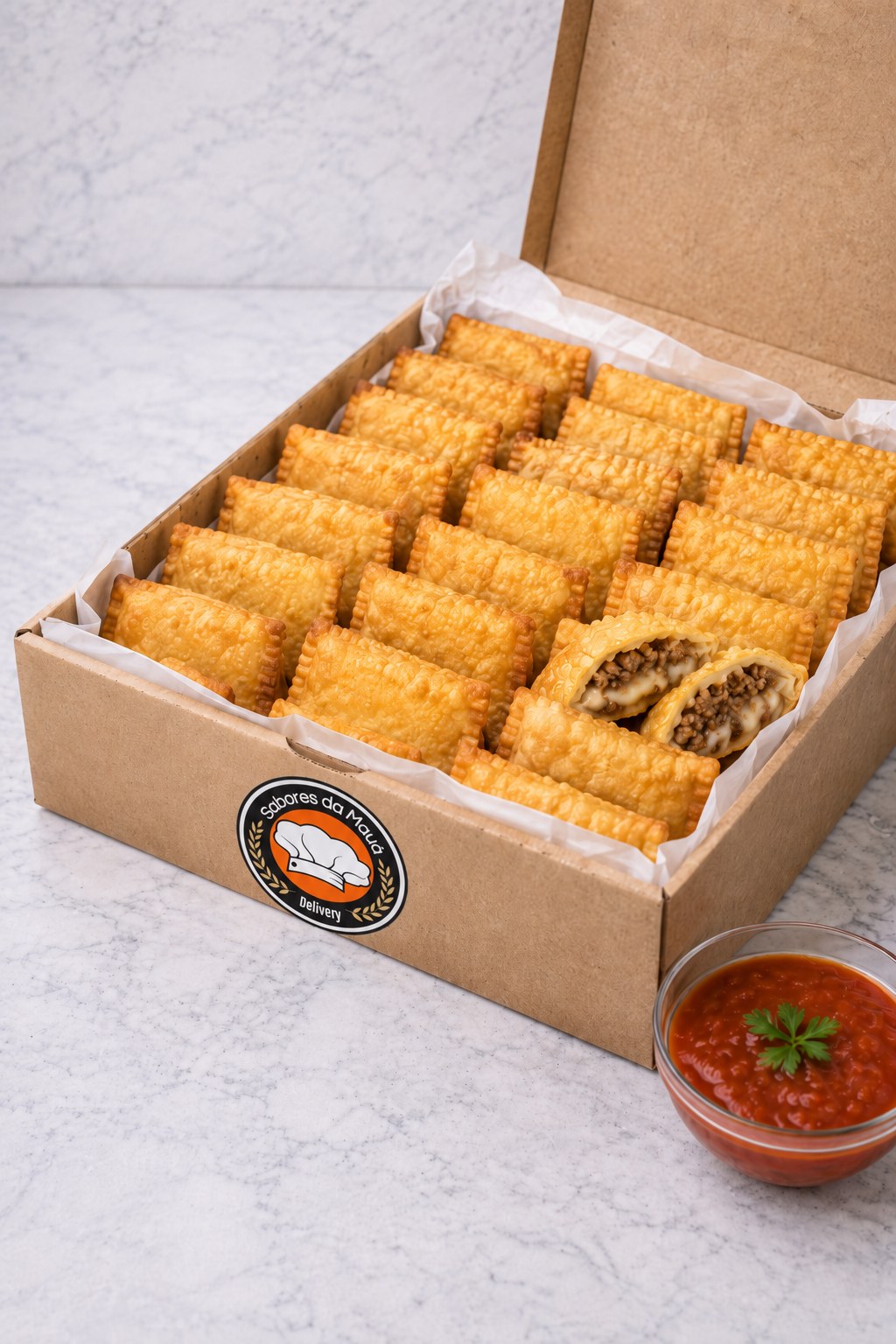 20 pastéis de carne moída com queijo